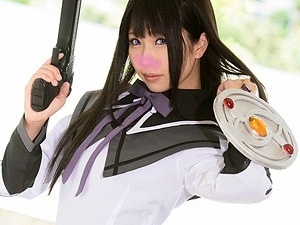 まどマギ・ほむらちゃんコスの美少女→イチャイチャしながら中出しハメ撮り！